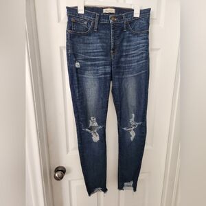 MADEWELL Jeans Womens Size 30 9in High Rise Skinny Distressed Raw Hem